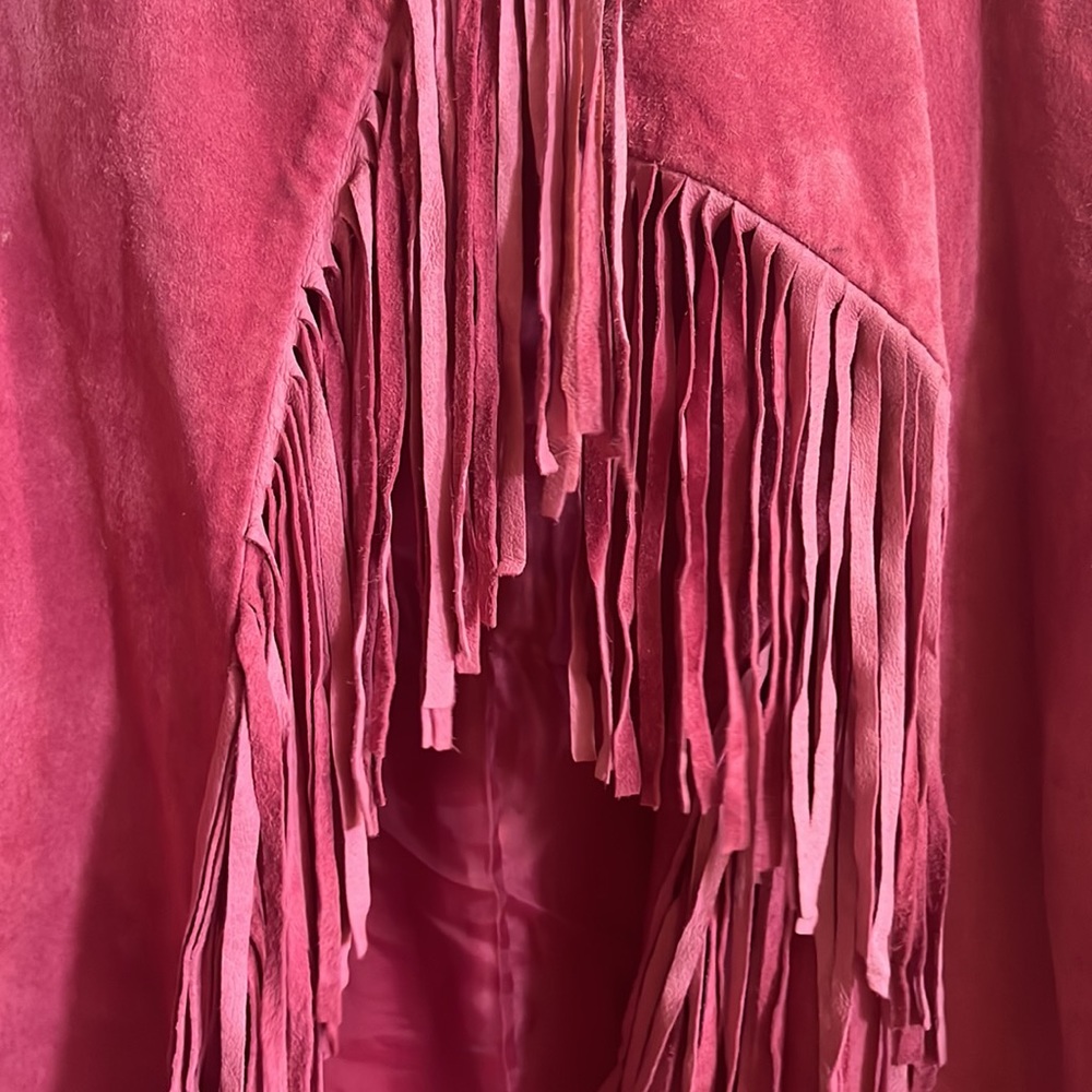 Pink Suede Fringe Jacket - Picture 3 of 6